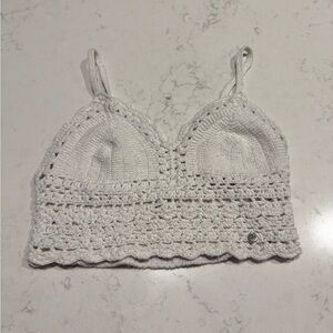 White Crochet Bralette Top Abercrombie and Fitch